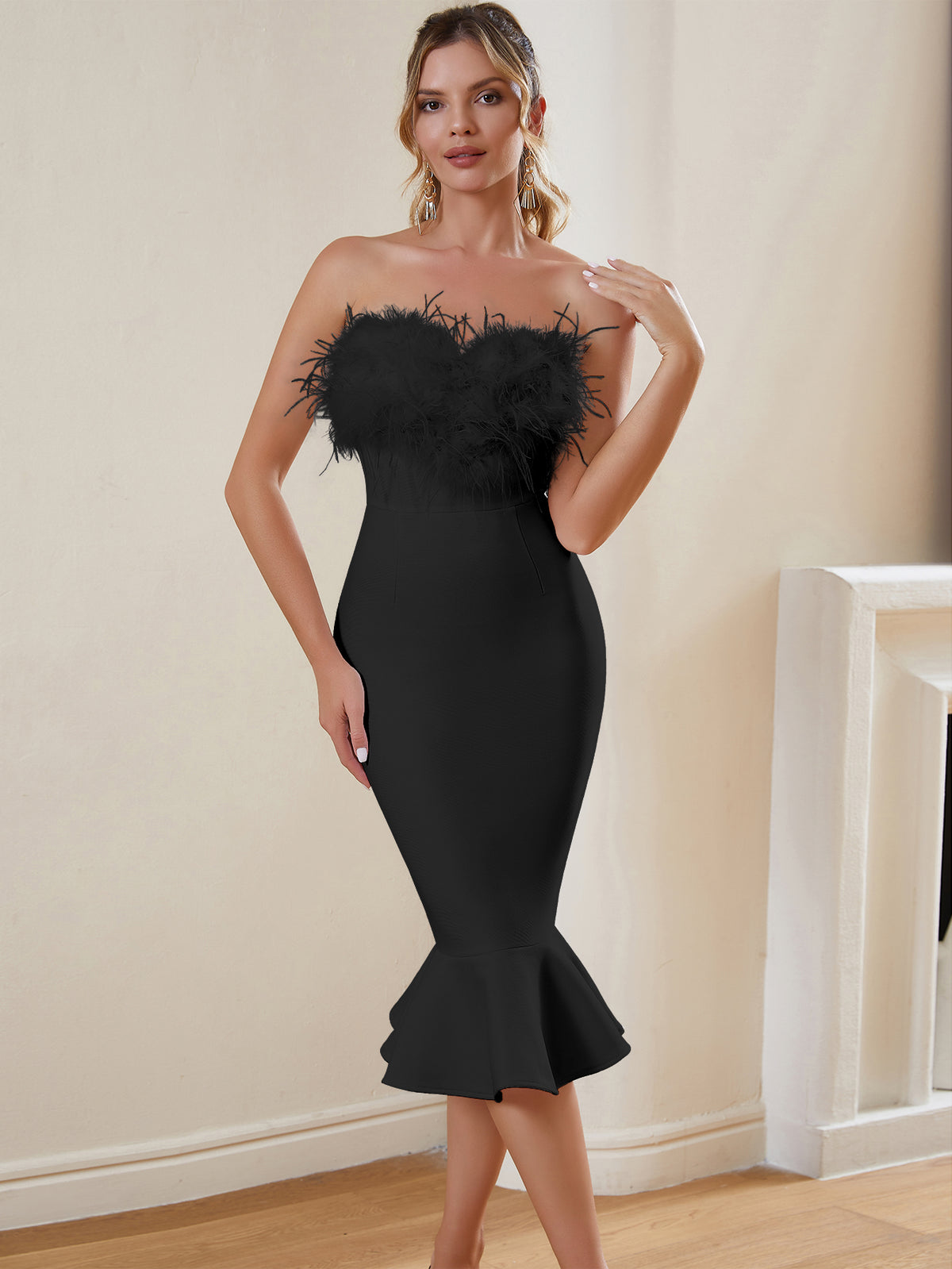 black mermaid bandage dress Mermaid Midi Bandage Dress ALWAYSFOREVERBELOIT