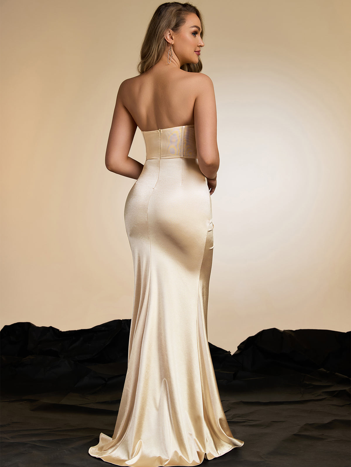 BUSTIER MERMAID MAXI DRESS-Champagne